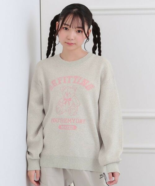 PINK-latte / ピンク ラテ ニット・セーター | コットンジャカードくまプルオーバー | 詳細14