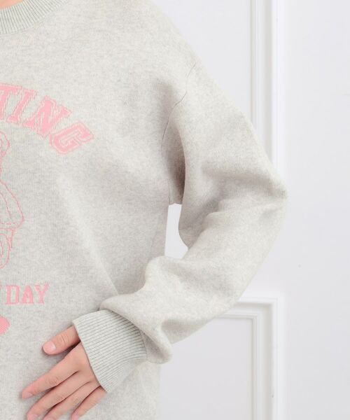 PINK-latte / ピンク ラテ ニット・セーター | コットンジャカードくまプルオーバー | 詳細5