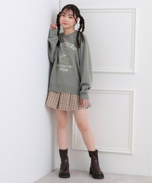 PINK-latte / ピンク ラテ ニット・セーター | コットンジャカードくまプルオーバー | 詳細7