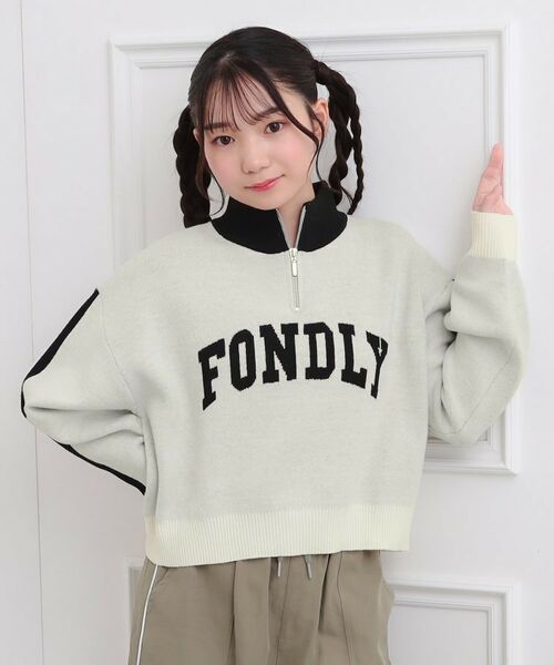 PINK-latte/ピンク ラテ もちもちハーフZIPニットプルオーバー アイボリー(004) 16(160cm) PINK-latte/ピンク ラテ もちもちハーフZIPニットプルオーバー アイボリー(004) 16(160cm)