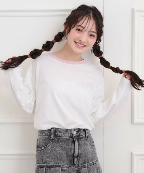 PINK-latte/ピンク ラテ リンガープリントロンT オフホワイト(003) 14(140cm) PINK-latte/ピンク ラテ リンガープリントロンT オフホワイト(003) 14(140cm)