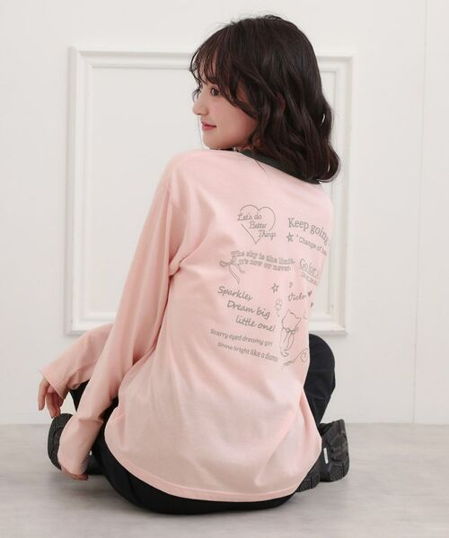 PINK-latte/ピンク ラテ リンガープリントロンT ライトピンク(070) 15(150cm) PINK-latte/ピンク ラテ リンガープリントロンT ライトピンク(070) 15(150cm)