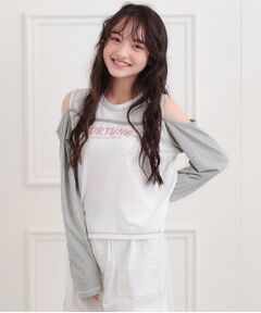 PINK-latte / ピンク ラテ カットソー | レイヤード風肩あきロンT