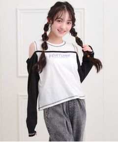 PINK-latte / ピンク ラテ カットソー | レイヤード風肩あきロンT