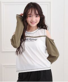 PINK-latte / ピンク ラテ カットソー | レイヤード風肩あきロンT