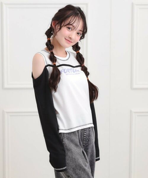 PINK-latte / ピンク ラテ カットソー | レイヤード風肩あきロンT | 詳細13