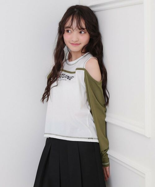 PINK-latte / ピンク ラテ カットソー | レイヤード風肩あきロンT | 詳細17