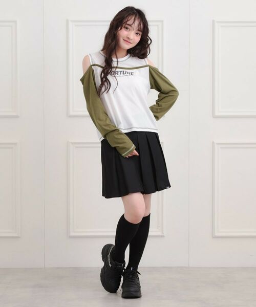 PINK-latte / ピンク ラテ カットソー | レイヤード風肩あきロンT | 詳細18