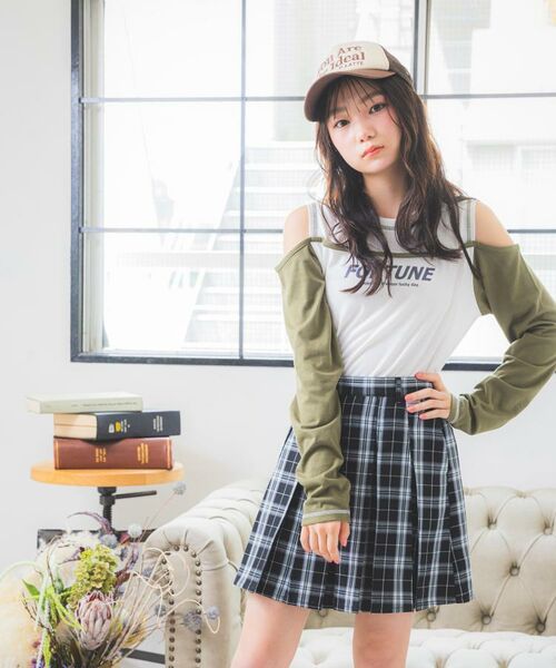 PINK-latte / ピンク ラテ カットソー | レイヤード風肩あきロンT | 詳細21