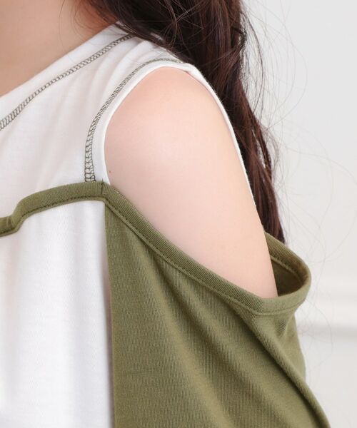 PINK-latte / ピンク ラテ カットソー | レイヤード風肩あきロンT | 詳細5