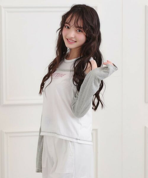 PINK-latte / ピンク ラテ カットソー | レイヤード風肩あきロンT | 詳細9