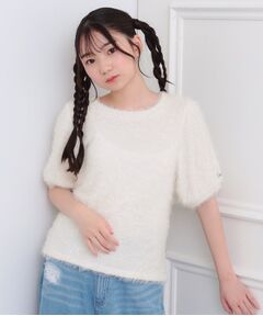 PINK-latte / ピンク ラテ ニット・セーター | ふわふわパフスリーブ半袖トップス