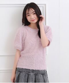PINK-latte / ピンク ラテ ニット・セーター | ふわふわパフスリーブ半袖トップス