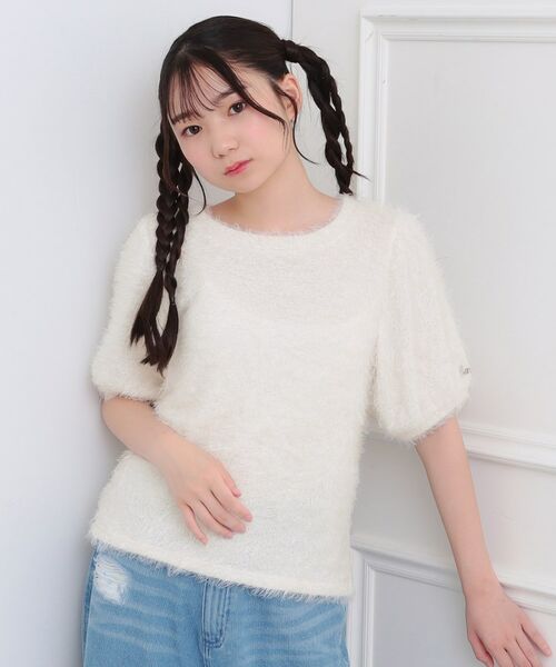 PINK-latte/ピンク ラテ ふわふわパフスリーブ半袖トップス オフホワイト(003) 13(130cm) PINK-latte/ピンク ラテ ふわふわパフスリーブ半袖トップス オフホワイト(003) 13(130cm)