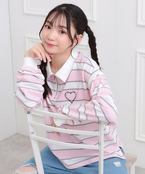 PINK-latte / ピンク ラテ ポロシャツ | 衿付きビッグラガーシャツ(ライトピンク(270))