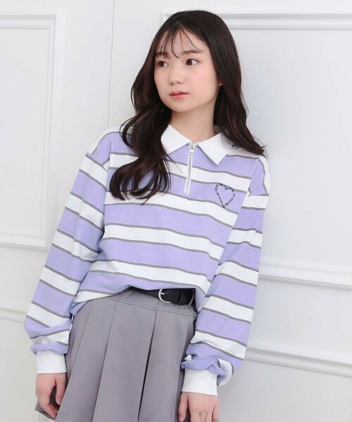 PINK-latte / ピンク ラテ ポロシャツ | 衿付きビッグラガーシャツ(ラベンダー(280))