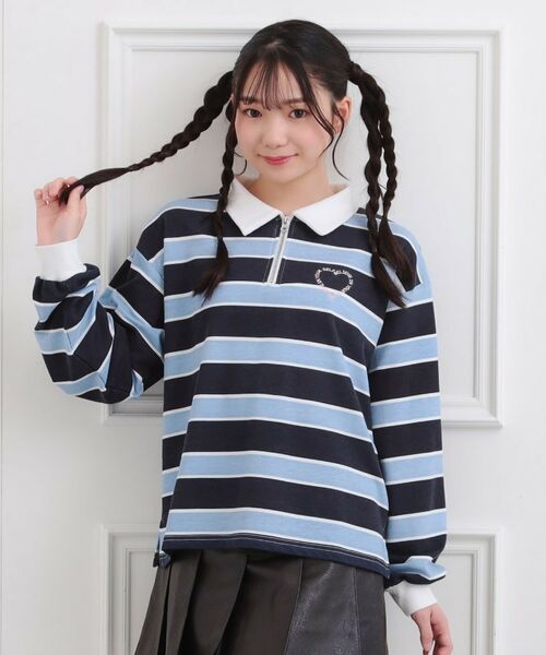 PINK-latte / ピンク ラテ ポロシャツ | 衿付きビッグラガーシャツ(ネイビー(294))