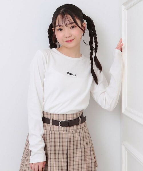 PINK-latte/ピンク ラテ シンプルテレコプルオーバー オフホワイト(003) 14(140cm) PINK-latte/ピンク ラテ シンプルテレコプルオーバー オフホワイト(003) 14(140cm)