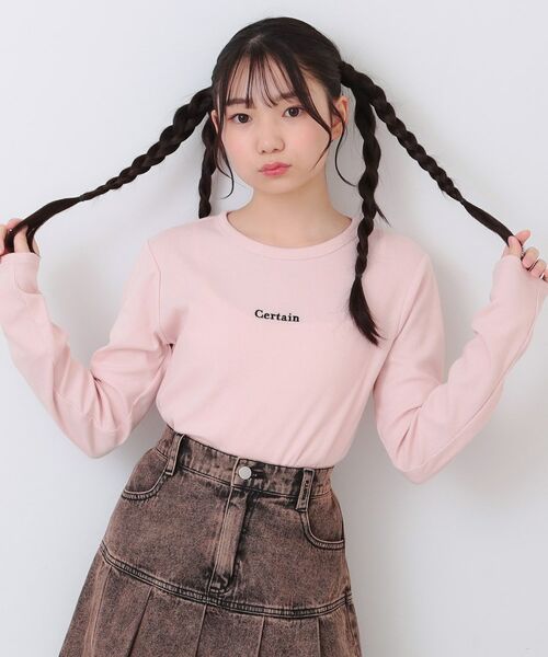 PINK-latte/ピンク ラテ シンプルテレコプルオーバー ライトピンク(070) 14(140cm)