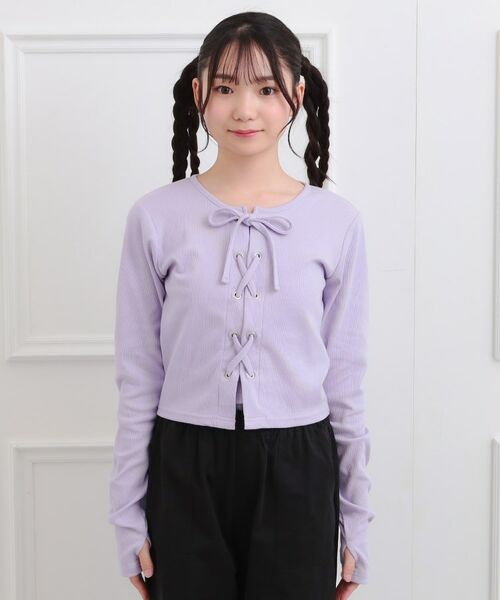 PINK-latte / ピンク ラテ カットソー | レースアップテレコプルオーバー | 詳細1