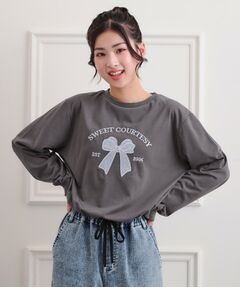 PINK-latte / ピンク ラテ カットソー | 裾ドロストチュールプルオーバー