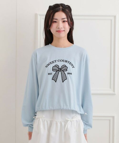 PINK-latte / ピンク ラテ カットソー | 裾ドロストチュールプルオーバー | 詳細1