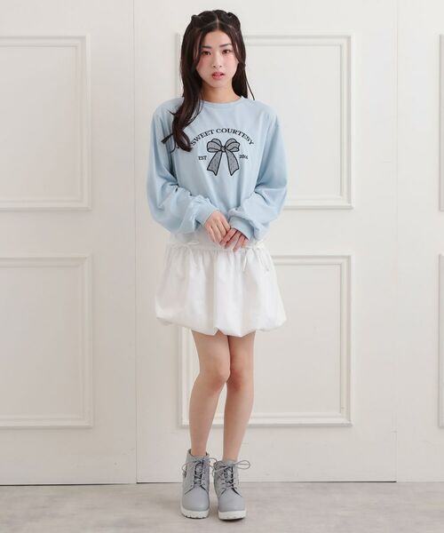 PINK-latte / ピンク ラテ カットソー | 裾ドロストチュールプルオーバー | 詳細17