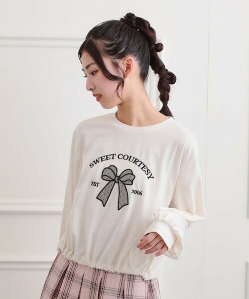 PINK-latte / ピンク ラテ カットソー | 裾ドロストチュールプルオーバー | 詳細8