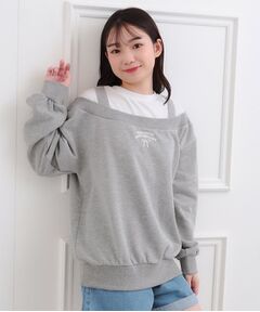 PINK-latte / ピンク ラテ カットソー | ラメ裏毛オフショル風プルオーバー