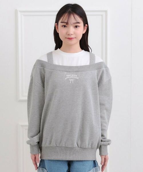 PINK-latte / ピンク ラテ カットソー | ラメ裏毛オフショル風プルオーバー | 詳細1