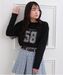 PINK-latte / ピンク ラテ カットソー | メッシュレイヤード風ロングT