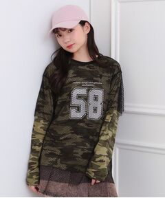 PINK-latte / ピンク ラテ カットソー | メッシュレイヤード風ロングT