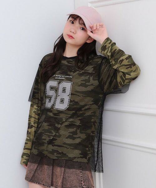 PINK-latte / ピンク ラテ カットソー | メッシュレイヤード風ロングT | 詳細16