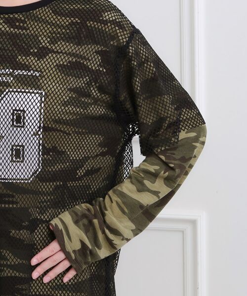 PINK-latte / ピンク ラテ カットソー | メッシュレイヤード風ロングT | 詳細5