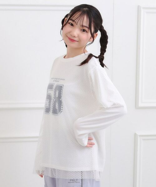 PINK-latte / ピンク ラテ カットソー | メッシュレイヤード風ロングT | 詳細8