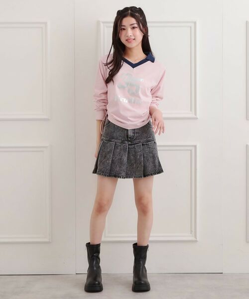 PINK-latte / ピンク ラテ カットソー | 衿付き箔ナンバーロンT | 詳細13