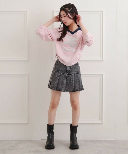 PINK-latte / ピンク ラテ カットソー | 衿付き箔ナンバーロンT | 詳細14