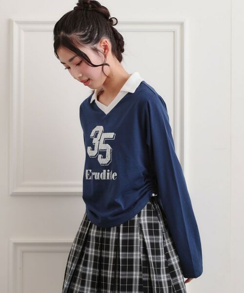 PINK-latte / ピンク ラテ カットソー | 衿付き箔ナンバーロンT | 詳細16