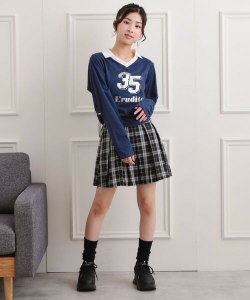 PINK-latte / ピンク ラテ カットソー | 衿付き箔ナンバーロンT | 詳細17