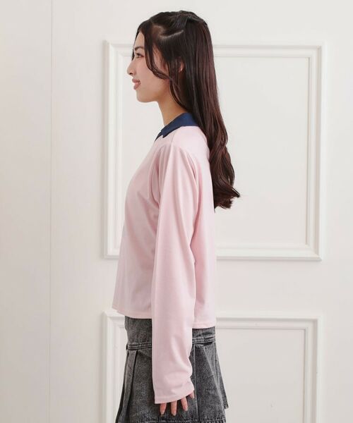 PINK-latte / ピンク ラテ カットソー | 衿付き箔ナンバーロンT | 詳細2