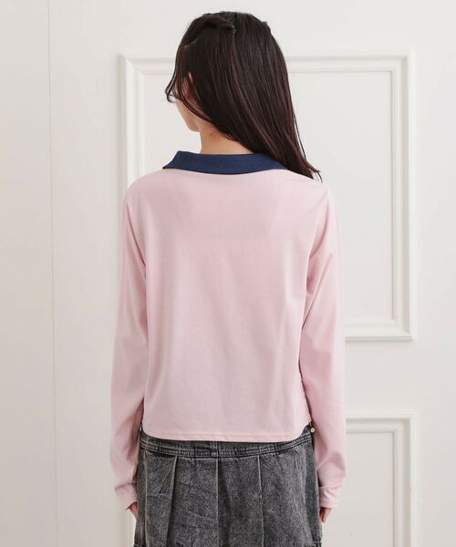 PINK-latte / ピンク ラテ カットソー | 衿付き箔ナンバーロンT | 詳細3