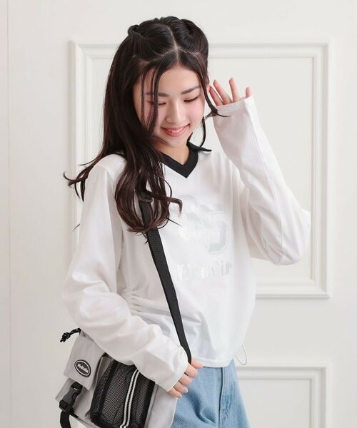 PINK-latte / ピンク ラテ カットソー | 衿付き箔ナンバーロンT | 詳細8