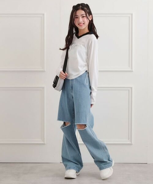 PINK-latte / ピンク ラテ カットソー | 衿付き箔ナンバーロンT | 詳細9