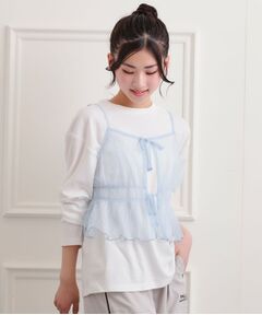 PINK-latte / ピンク ラテ その他トップス | ドットチュールキャミ＋ロンTセット