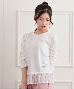 PINK-latte / ピンク ラテ カットソー | 裾レース脇ドロストトップス