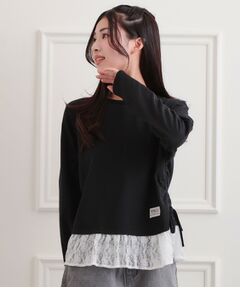 PINK-latte / ピンク ラテ カットソー | 裾レース脇ドロストトップス