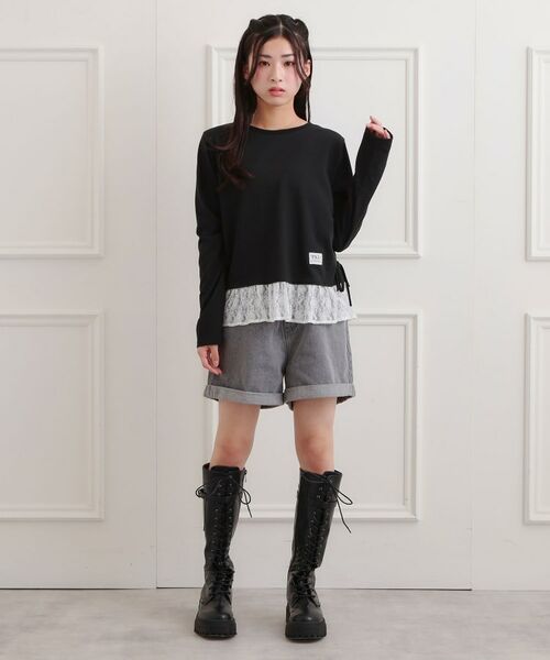 PINK-latte / ピンク ラテ カットソー | 裾レース脇ドロストトップス | 詳細12