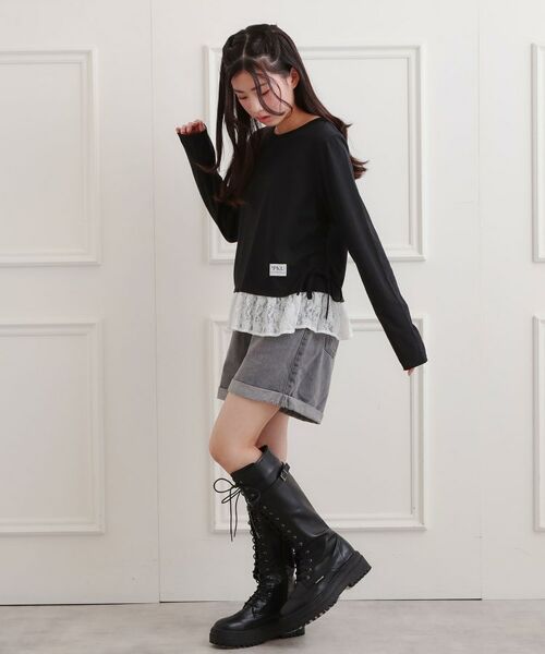 PINK-latte / ピンク ラテ カットソー | 裾レース脇ドロストトップス | 詳細13