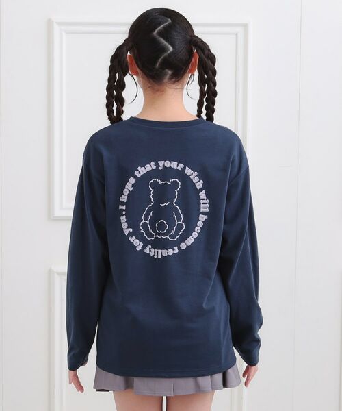 PINK-latte / ピンク ラテ Tシャツ | フロッキーくまちゃんロンT | 詳細3