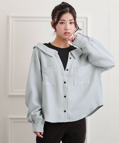 PINK-latte/ピンク ラテ シャツドッキング長袖プルオーバー サックスブルー(090) 16(160cm) PINK-latte/ピンク ラテ シャツドッキング長袖プルオーバー サックスブルー(090) 16(160cm)